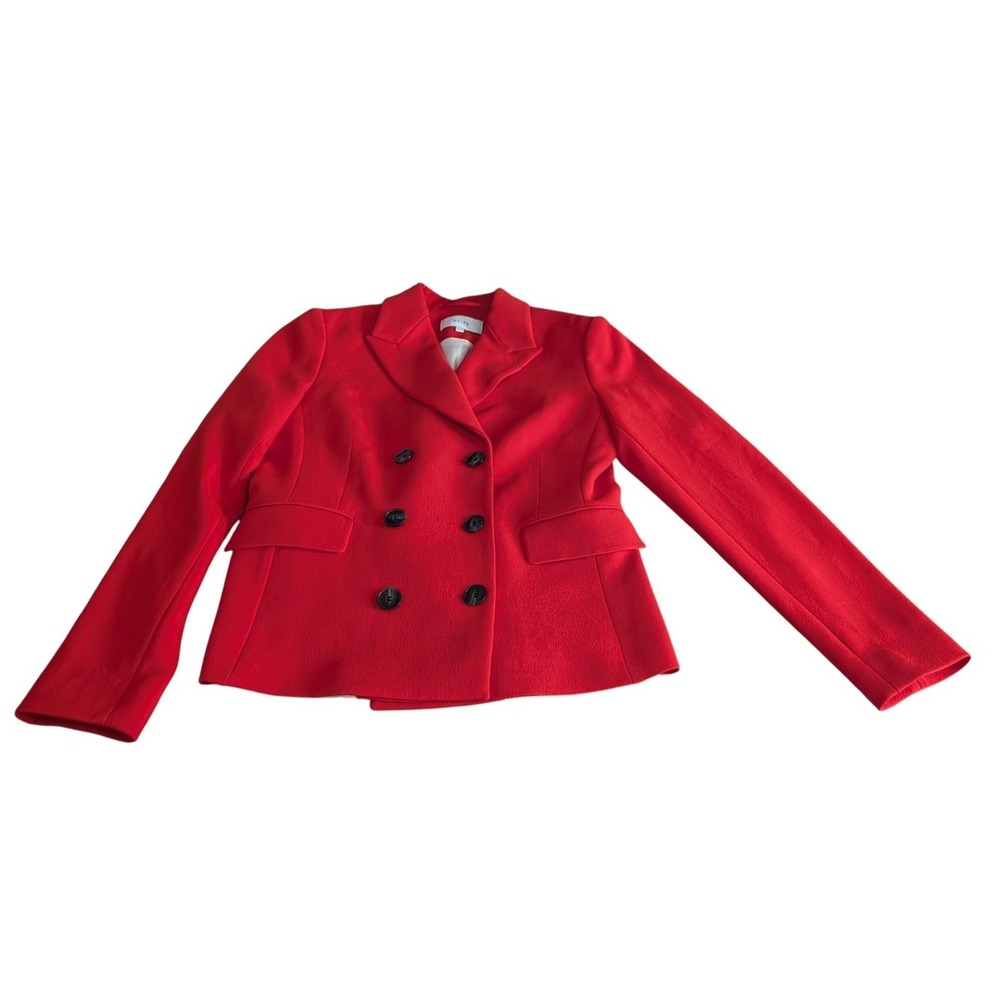 Reiss Izzy Cropped Jacket Red Sz. 6 Double Breasted Lined Chic Business Modern - Picture 16 of 16